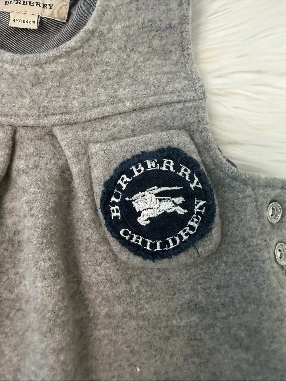 Burberry Gray Pinafore 100% Wool Jumper Dress Size 4